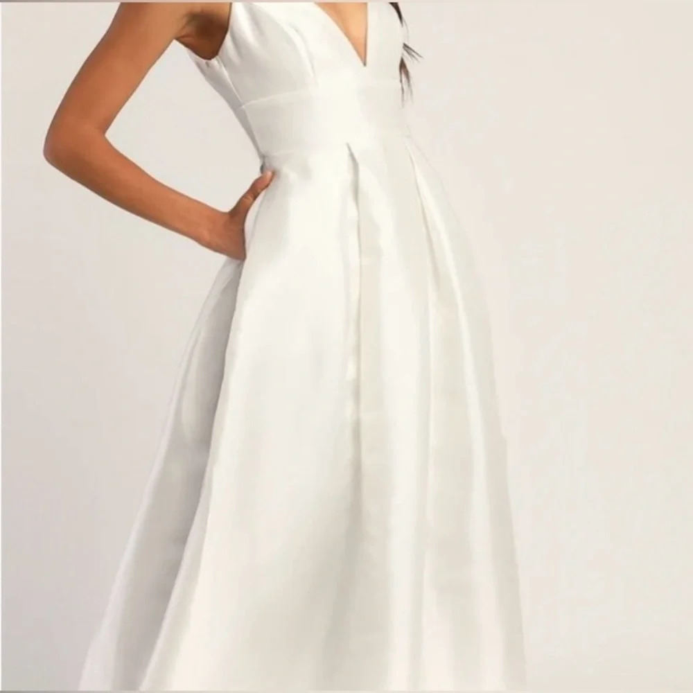 Lulus Ready For Romance Ivory Pockets White Satin Wedding Ballgown Size L # 0312 - Picture 3 of 9